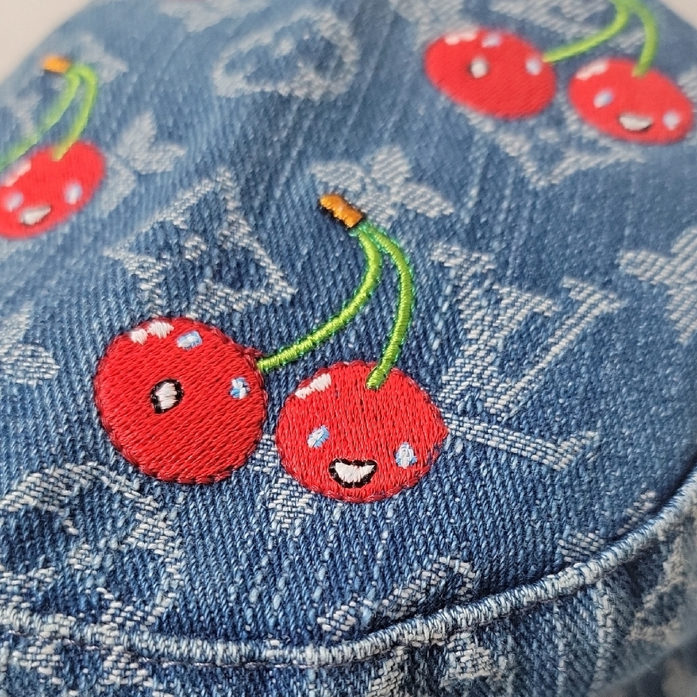 Louis Vuitton Blue Denim Cherry Bucket Hat - Picture 2 of 5